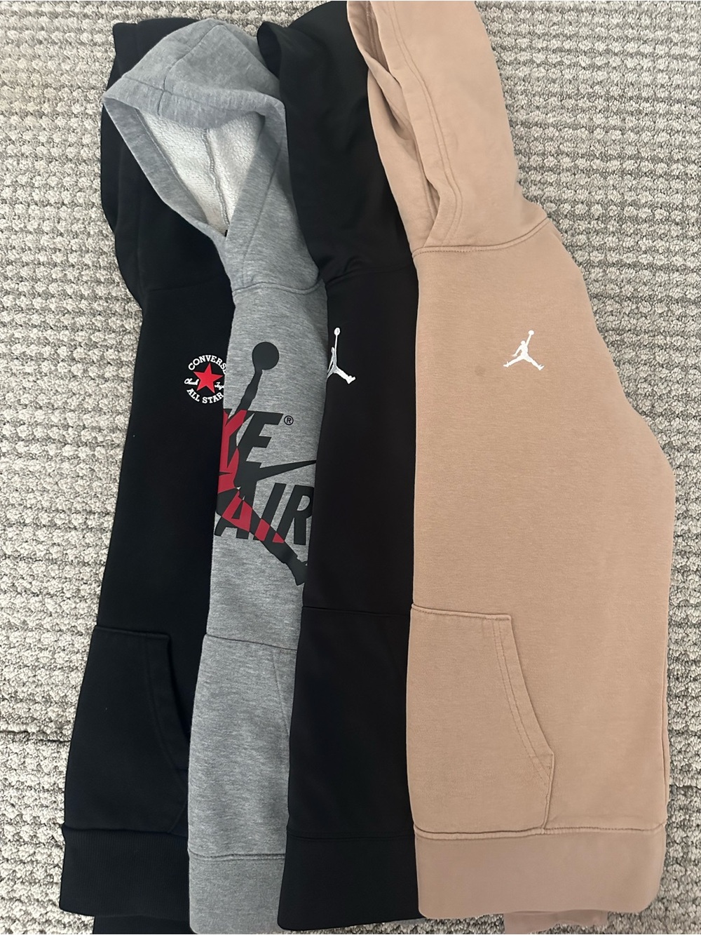 All for $35 Jordan Kids Hoodies in Tan, Black, and Gray - Jumpman Logos